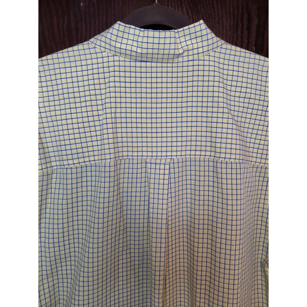 Chaps Easy Care Mens Size XL Yellow Navy Plaid Button Down Dress Shirt Preppy - Picture 9 of 10